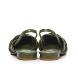 Riley Pleated Slingback Flats (Olive)