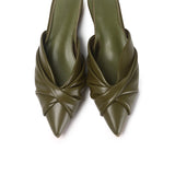 Riley Pleated Slingback Flats (Olive)