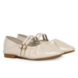 Charlie Pleated Mary Jane Ballerina & Flats (Beige)