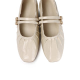 Charlie Pleated Mary Jane Ballerina & Flats (Beige)