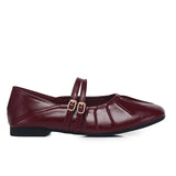Charlie Pleated Mary Jane Ballerina & Flats (Maroon)