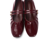 Charlie Pleated Mary Jane Ballerina & Flats (Maroon)