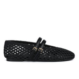 Nell Woven Raffia Ballet Flats (Black)