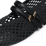 Nell Woven Raffia Ballet Flats (Black)