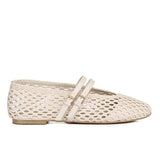Nell Woven Raffia Ballet Flats (Off White)