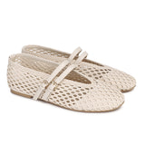 Nell Woven Raffia Ballet Flats (Off White)