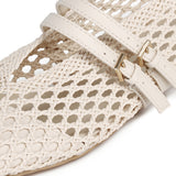 Nell Woven Raffia Ballet Flats (Off White)