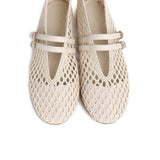Nell Woven Raffia Ballet Flats (Off White)
