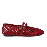 Nell Woven Raffia Ballet Flats (Red)