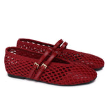 Nell Woven Raffia Ballet Flats (Red)