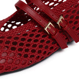 Nell Woven Raffia Ballet Flats (Red)
