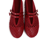 Nell Woven Raffia Ballet Flats (Red)