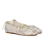 Nyla Strappy Ballerina Flats (Beige)