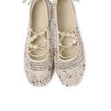 Nyla Strappy Ballerina Flats (Beige)