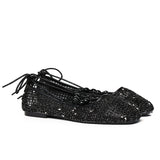 Nyla Strappy Ballerina Flats (Black)