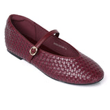 Maya Braided Mary Janes Flats & Ballerina (Maroon)