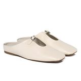 Eliana Square Toe Slip on Flat (Beige)