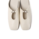 Eliana Square Toe Slip on Flat (Beige)
