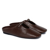 Eliana Square Toe Slip on Flat (Espresso)