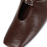 Eliana Square Toe Slip on Flat (Espresso)