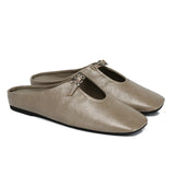 Eliana Square Toe Slip on Flat (Grey)