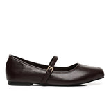 Leandra Mary Jane Ballerina Flats (Chocolate)