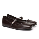 Leandra Mary Jane Ballerina Flats (Chocolate)