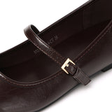 Leandra Mary Jane Ballerina Flats (Chocolate)