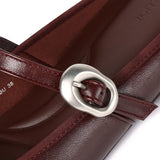 Willow Slip On Mary Jane Ballerina Flats (Burgundy)