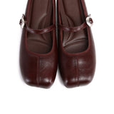 Willow Slip On Mary Jane Ballerina Flats (Burgundy)