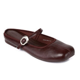 Willow Slip On Mary Jane Ballerina Flats (Burgundy)