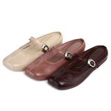 Willow Slip On Mary Jane Ballerina Flats (Burgundy)