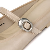 Willow Slip On Mary Jane Ballerina Flats (Khaki)