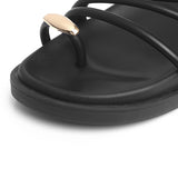 Lydia Strappy Toe Ring Sandals (Black)