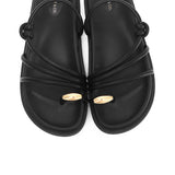 Lydia Strappy Toe Ring Sandals (Black)