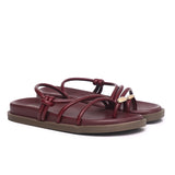 Lydia Strappy Toe Ring Sandals (Maroon)