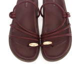 Lydia Strappy Toe Ring Sandals (Maroon)