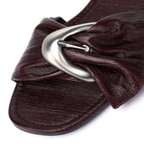 Lainey Woven Buckle Sandals (Burgundy)