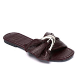 Lainey Woven Buckle Sandals (Burgundy)