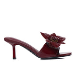 Reese Floral Sandals Heels (Maroon)