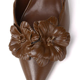 Veronica Floral Heels (Brown)