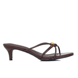 Ava Beads Strappy Heels (Brown)