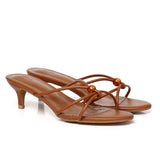 Ava Beads Strappy Heels (Cinnamon)