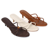 Ava Beads Strappy Heels (Cinnamon)