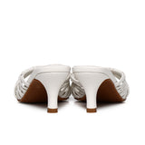 Fern Braided Slip On Heels (White)