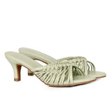 Fern Braided Slip On Heels (Sage Green)