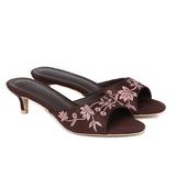 Zana Embroided Kitten Heels (Espresso)