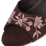 Zana Embroided Kitten Heels (Espresso)