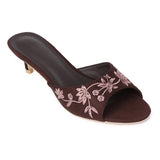 Zana Embroided Kitten Heels (Espresso)
