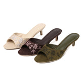 Zana Embroided Kitten Heels (Espresso)